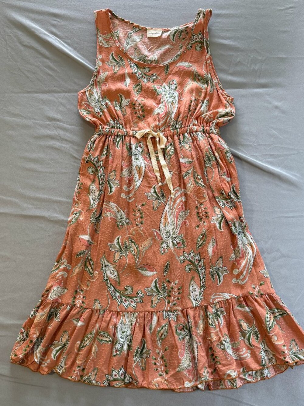 Lovely Melody Women's Paisley Floral Sleeveless Dress Peach Medium New w/o Tags